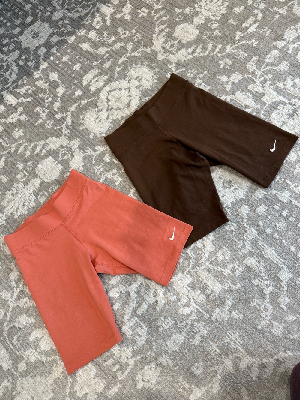 Nike Women's Athletic Bike Shorts in Coral and Chocolate